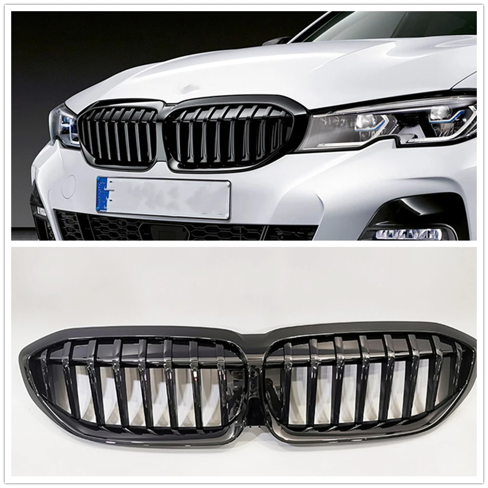 전면 키드니 그릴, BMW 3 시리즈, G20, G21, G28, 330i, M340i, 2019-2022, 트라이 M 컬러, 카메라 구멍 없음, 상단 후드 메쉬 그릴
