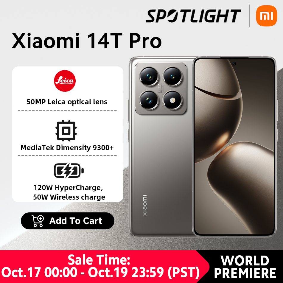 [World Premiere] Global Version Xiaomi Mi 14T Pro 5G 50MP Leica Camera Smartphone MediaTek Dimensity 9300+ 6.67'' 144Hz AMOLED