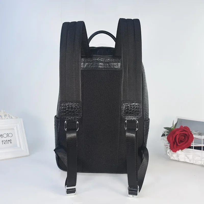 New Brand alligator Genuine Leather Men Backpacks Real Natural Leather Student Backpack Boy Luxury Business Laptop School Bag 3