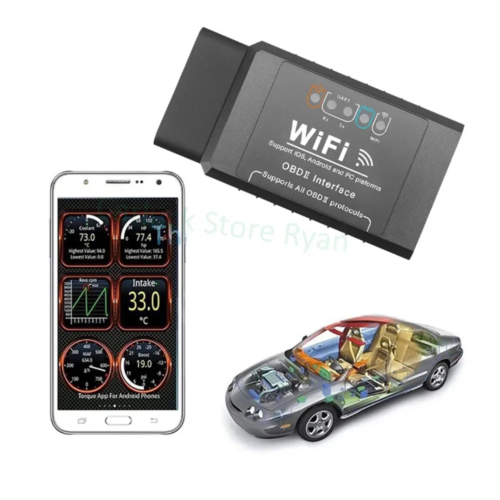 New ELM 327 V1.5 WIFI OBD2 WIFI Scanner Auto ODB2 ELM327 V1.5 WIFI For Android/IOS OBD 2 OBD2 Car Diagnostic Auto Tool 5