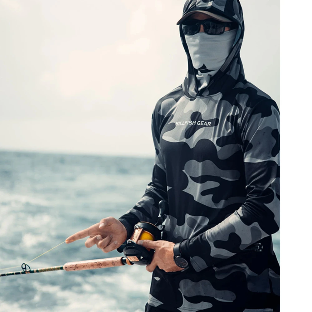 BILLFISH Gear Men Fishing Long Sleeve Hooded Shirts Blusas Para Pesca