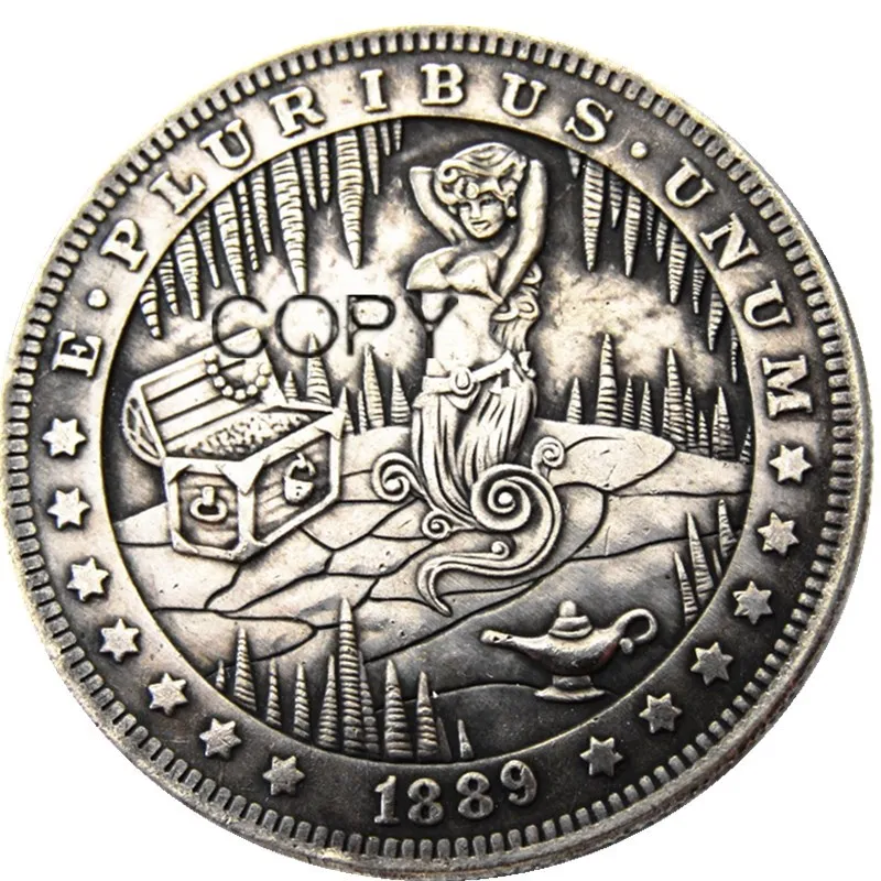 Hb(10)Us Hobo Morgan Dollar Skull Zombie Skeleton Monete Placcate Argento