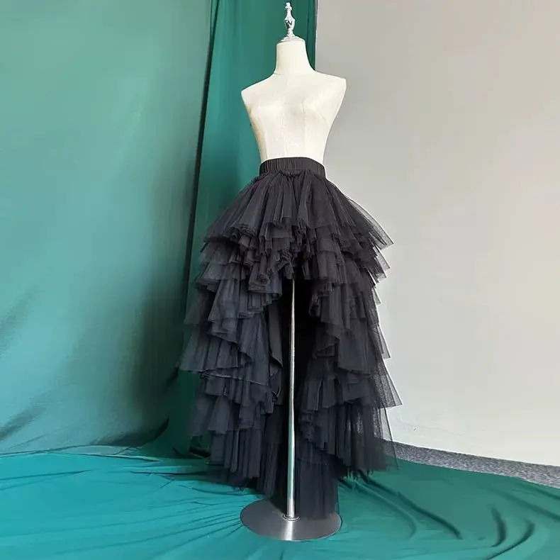 Petticoat Skirt Simple Short Front Long Back Skirt Detachable Mesh Tail Petticoat