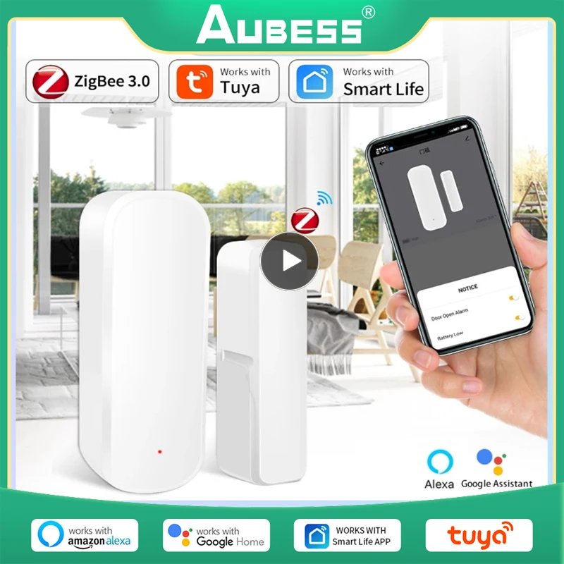 

Aubess Tuya WiFi Smart Door Sensor Smart Home Door Open/Closed Detectors Window Sensor Smart Life Works With Google Home Alexa
