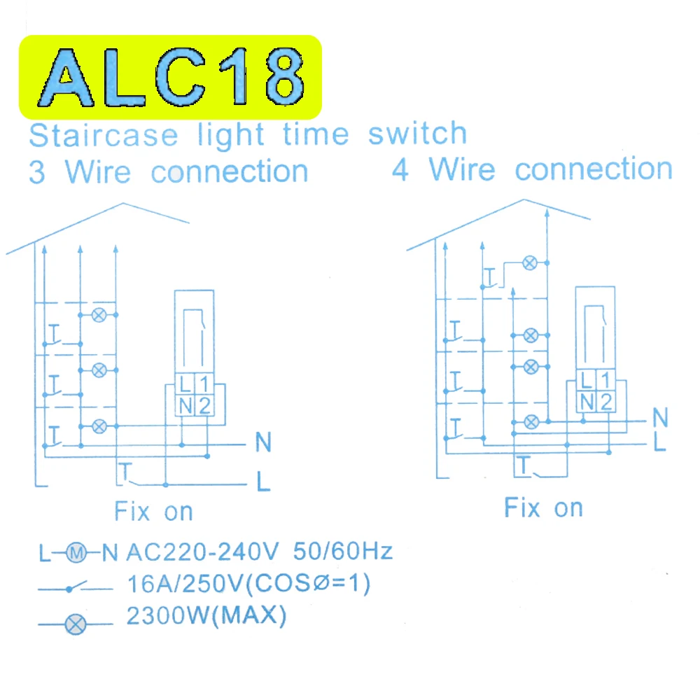 DIN Rail Timer Switch for Staircase Lighting Controller ALC18 1-20 Minutes Interval 18mm Single Module ALST8 1-7 minutes 6