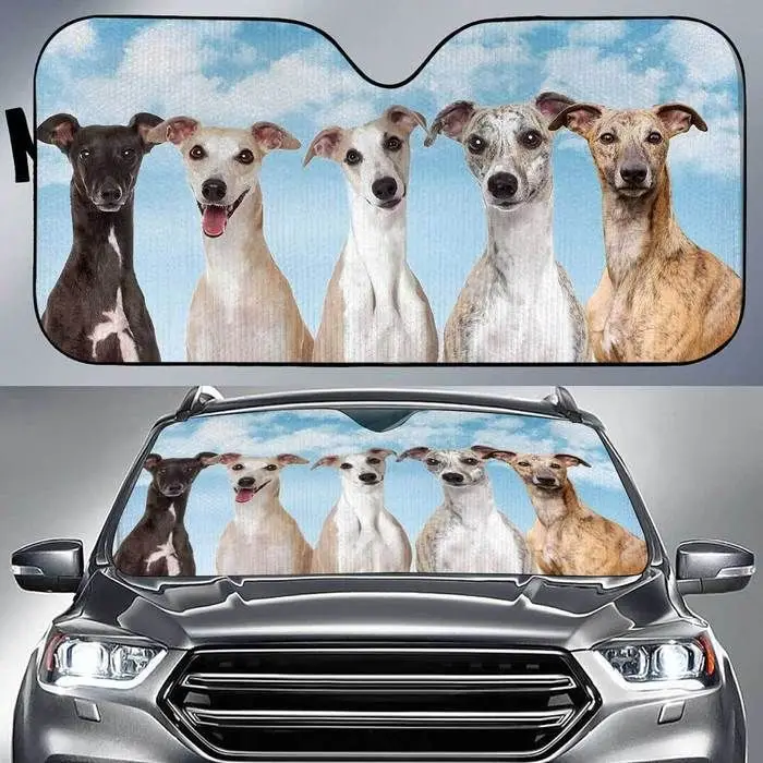 Whippet Car Sun Shade, Whippet Windshield, Dogs Family Sunshade