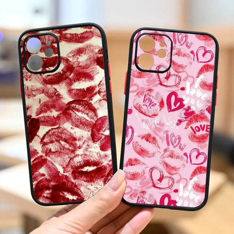 Custodia Per Telefono Sexy Girl Red Lips Iphone 12 11 13 14 Pro Max X Xr Xs Se2020 7 8 Plus Custodia Rigida Antiurto