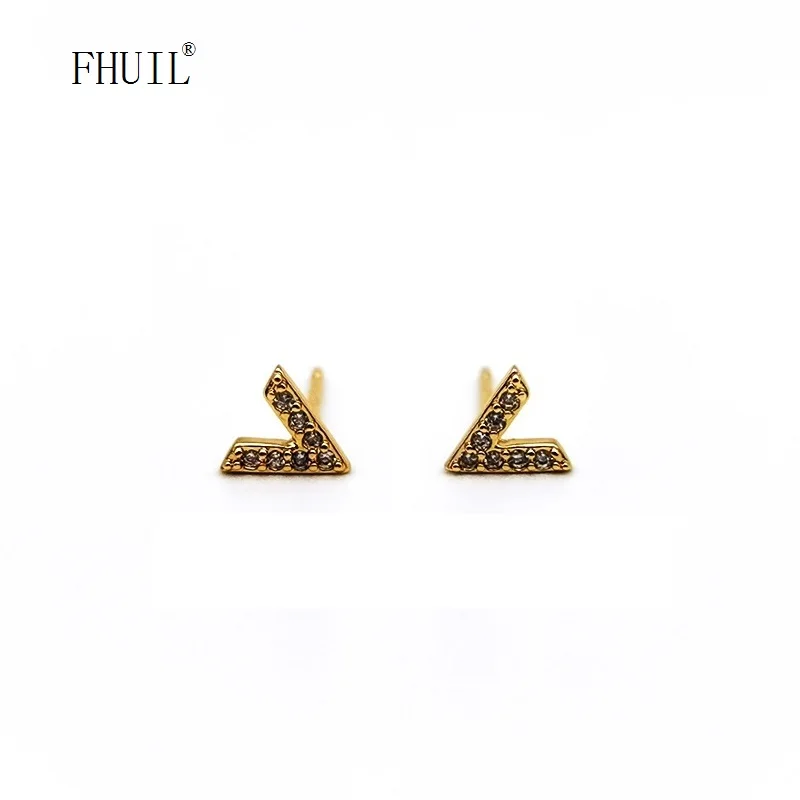 

Vintage Gold Color Minimalism Stud Earrings Zircon 925 Silver Needle Earrings For Women Korean Fashion Style Jewelry 2022 Trend