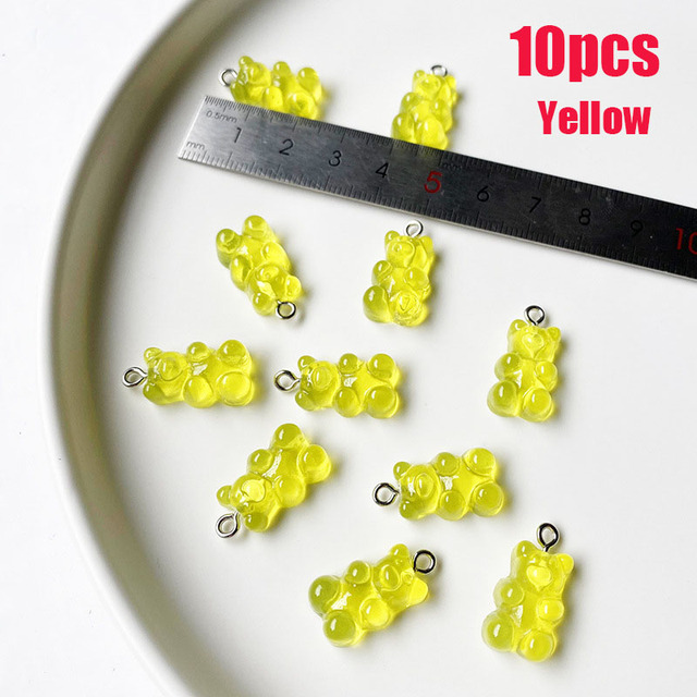 Colorful Gummy Bear Pendant Charms for Necklace Bracelet Diy Earrings Jewelry Bears Valentine's Day Gift 2.1*1.1cm