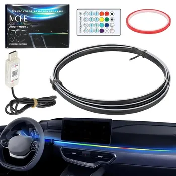 Colorful LED Car Interior Hidden App Remote Control Atmosphere Lamp USB Car Ambient Light Acrylic Strips Dashboard Lights RGB 1
