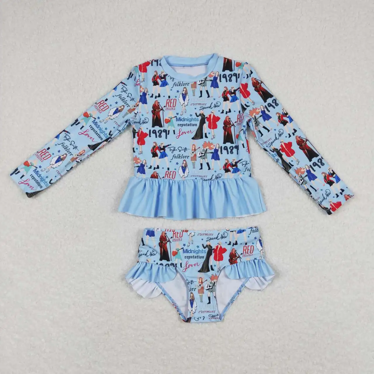 

S0295 Children Toddler Clothes Long Sleeve Top With Shorts Set Star Print Kids Girls Summer Swimsuit Outfits