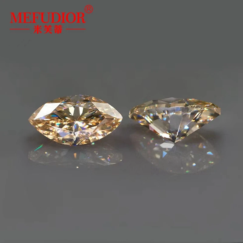

Loose Champagne Gold Moissanite Diamonds Marquise Cut VVS Premium Gemstone Jewelry Making Pass Diamond Tester GRA Certified