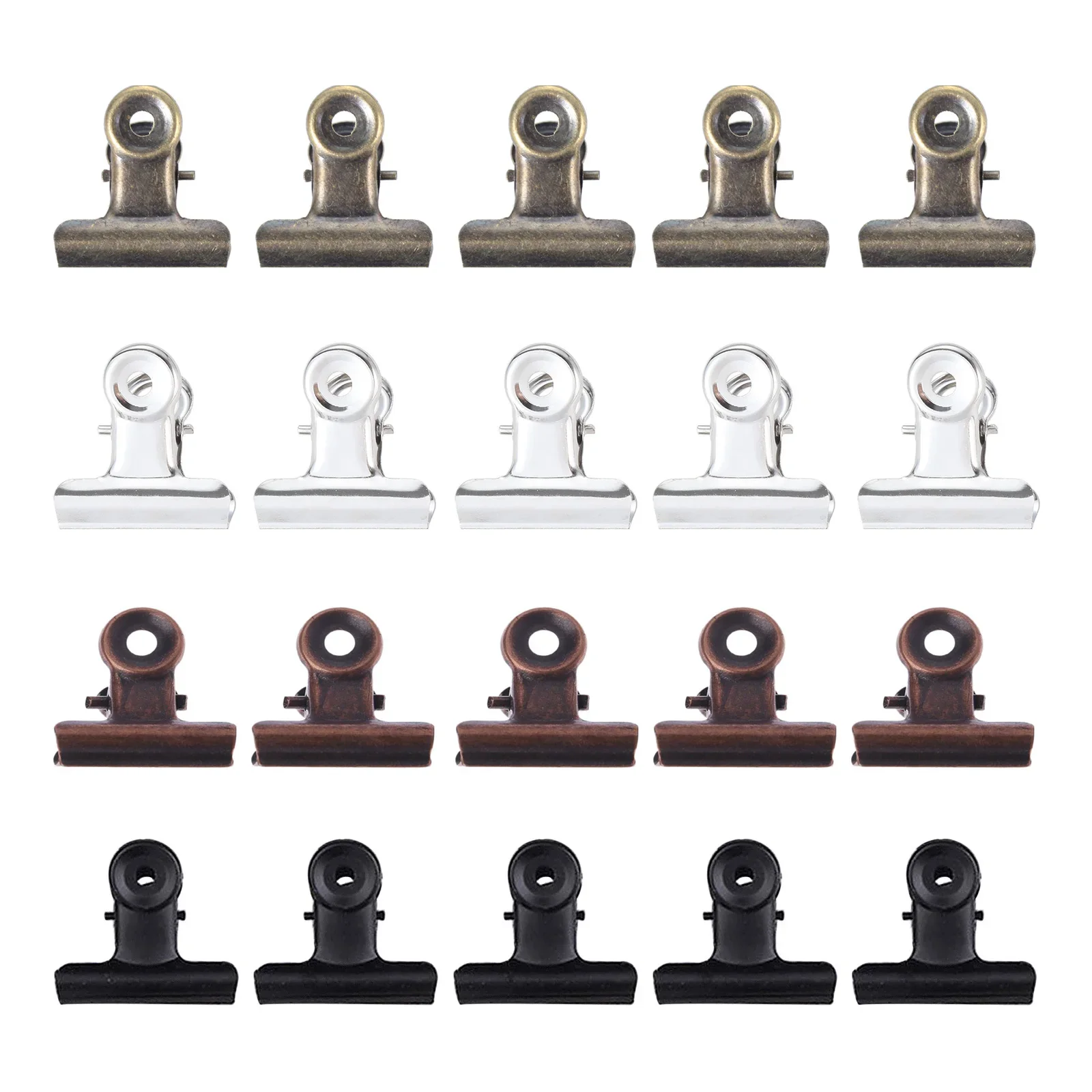 

20Pcs Metal Round Grip Clips Bulldog Clip Ticket Paper Stationery Clip For Tags Bags Document Binder Clip Photo Clamp 32x30mm