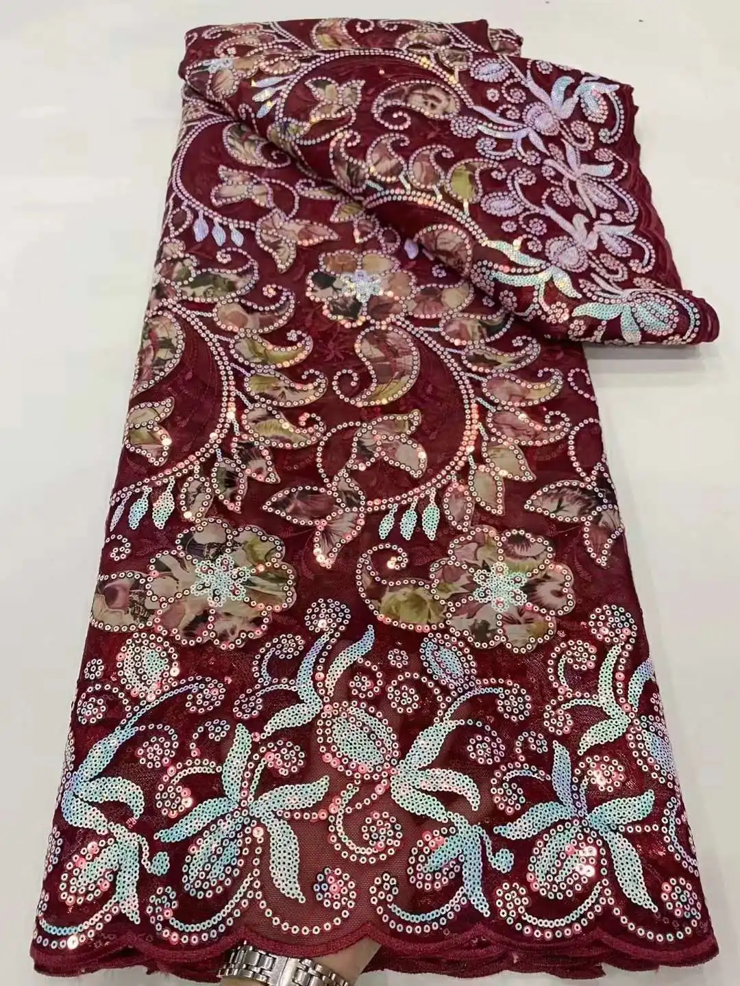 

Самая популярная французская кружевная ткань из органзы, Высококачественная африканская сетчатая кружевная нигерийская кружевная ткань для женского вечернего платья QX