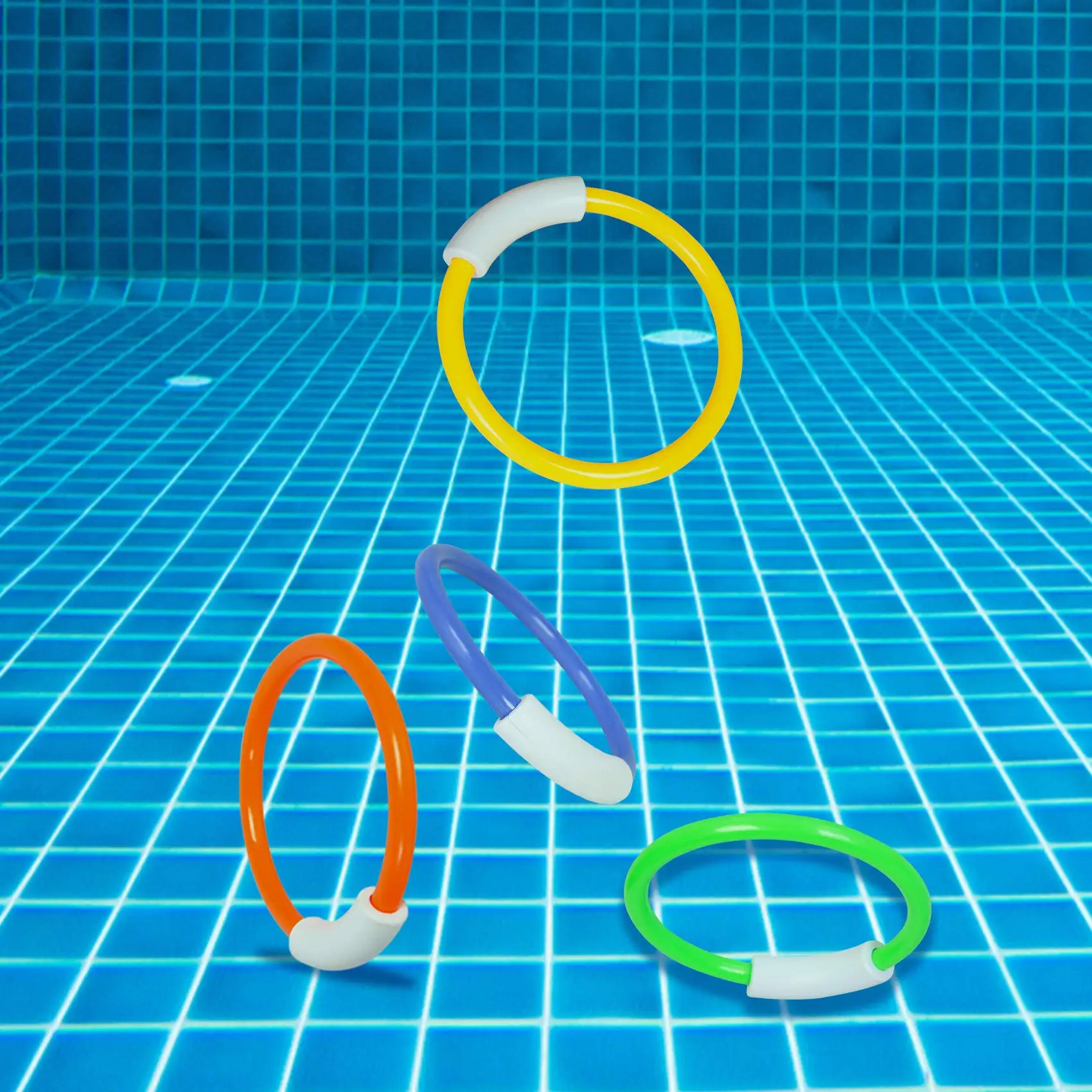 4 Pack Pool Diving Toys Water Swimming Pool Diving Rings Toys for Kids Colorful Easy to Find and Grab 6