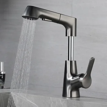 Extendable Sink Faucet With Hot & Cold Mixer