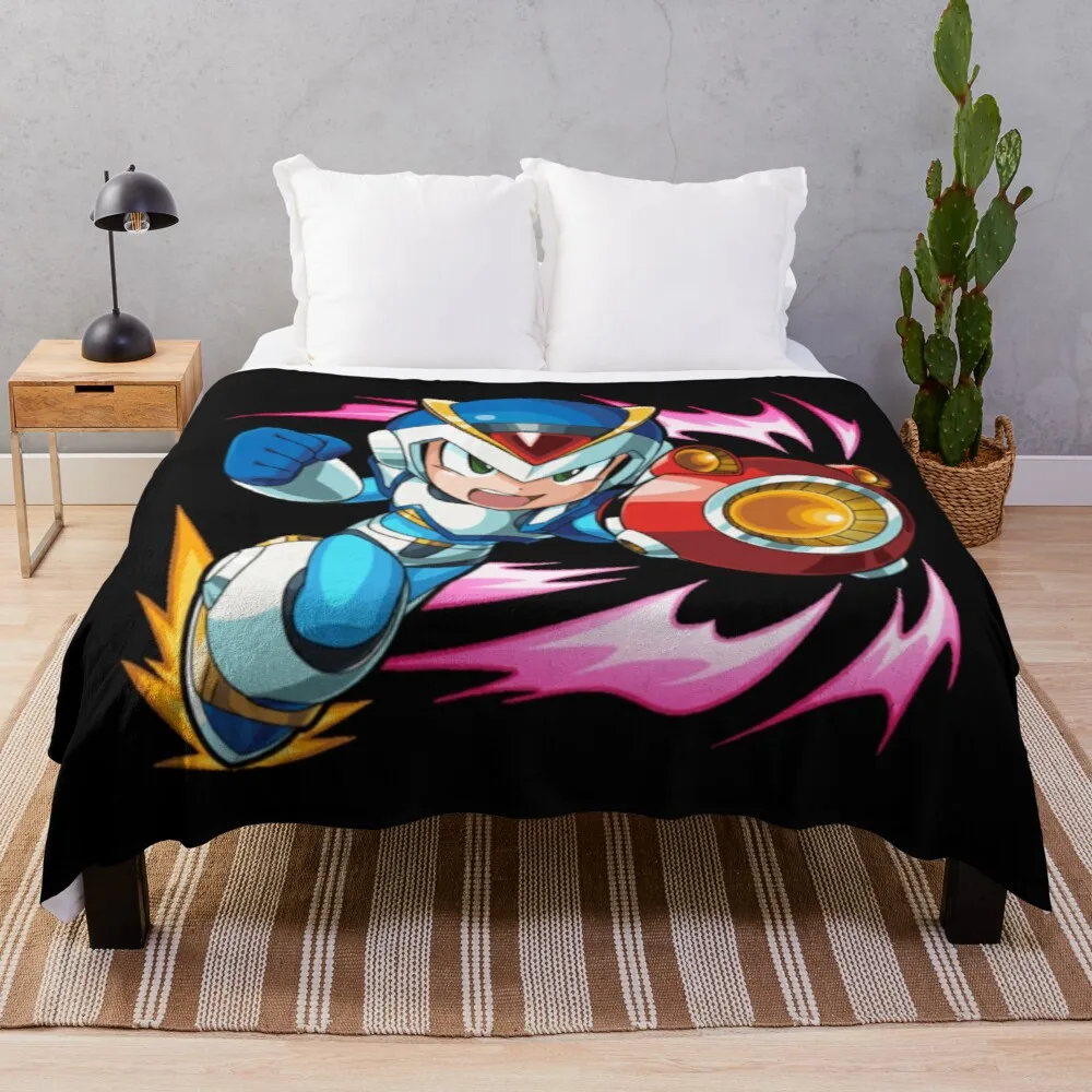 

X MEGAMAN NIH Throw Blanket Plush Blankets Semi-Toral Blanket Synthetic Skin Blanket
