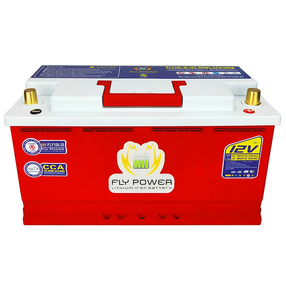 12V 100AH LiFePO4 Battery Motor Car High Power 12.8V 1200Wh 1900A With Jump Starter Protection Automobile Lithium Iron Battery