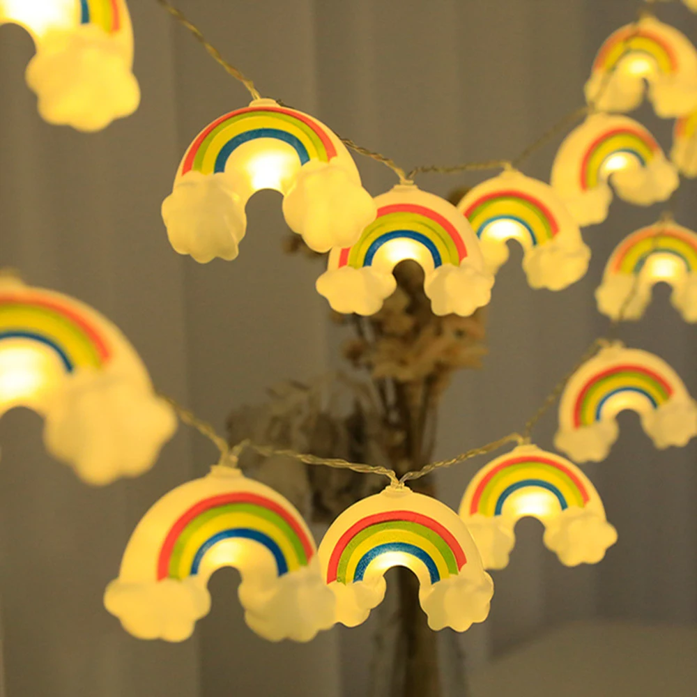 

Cute Cloud Rainbow LED Fairty Light String for Kid Birthday Party Decor Festoon Garland Lamp for Christmas Room Wedding Decor