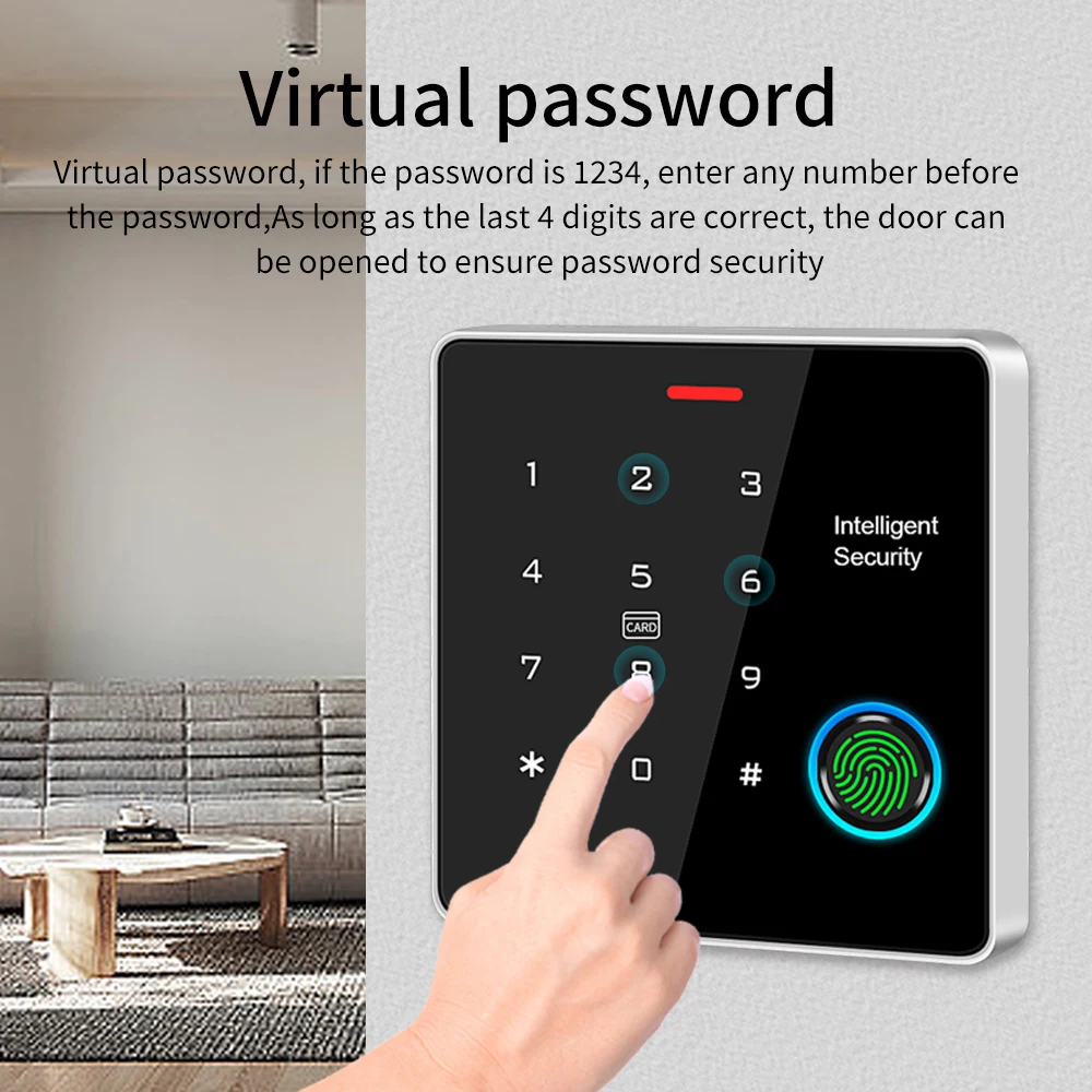 Standalone Security Access Control System Rfid Dual Frequancy 125Khz+13.56Mhz Password,Card,Fingerprint IP67 Waterproof Metal - 6