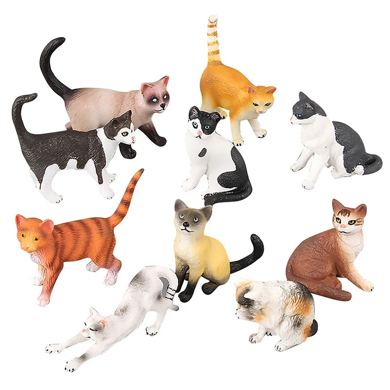 Simulation cat model set Play kitten model fake cat display animal black and white kitten toy 3