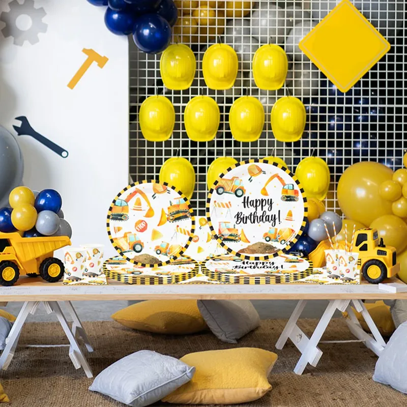 Bau Party Einweggeschirr Geburtstagsdekoration Junge Babyparty Bagger LKW Traktor Bau Geburtstagsdekoration – Detail 5