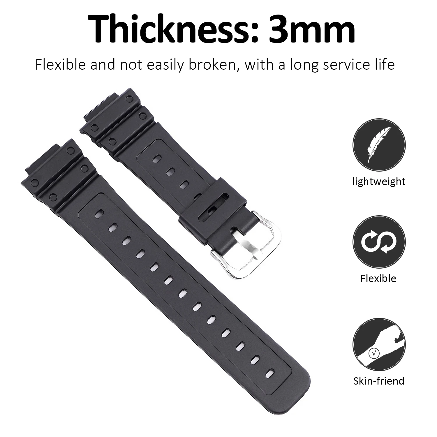 Durable Rubber Watch Strap - Premium Silicone Belt & Bracelet Watchband