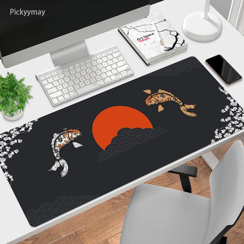 Acheter Tapis de souris japonais XXL Koi, grand tapis de souris de jeu pour  Gamer, en caoutchouc antidérapant, pour ordinateur de bureau, Table de jeu,  clavier noir