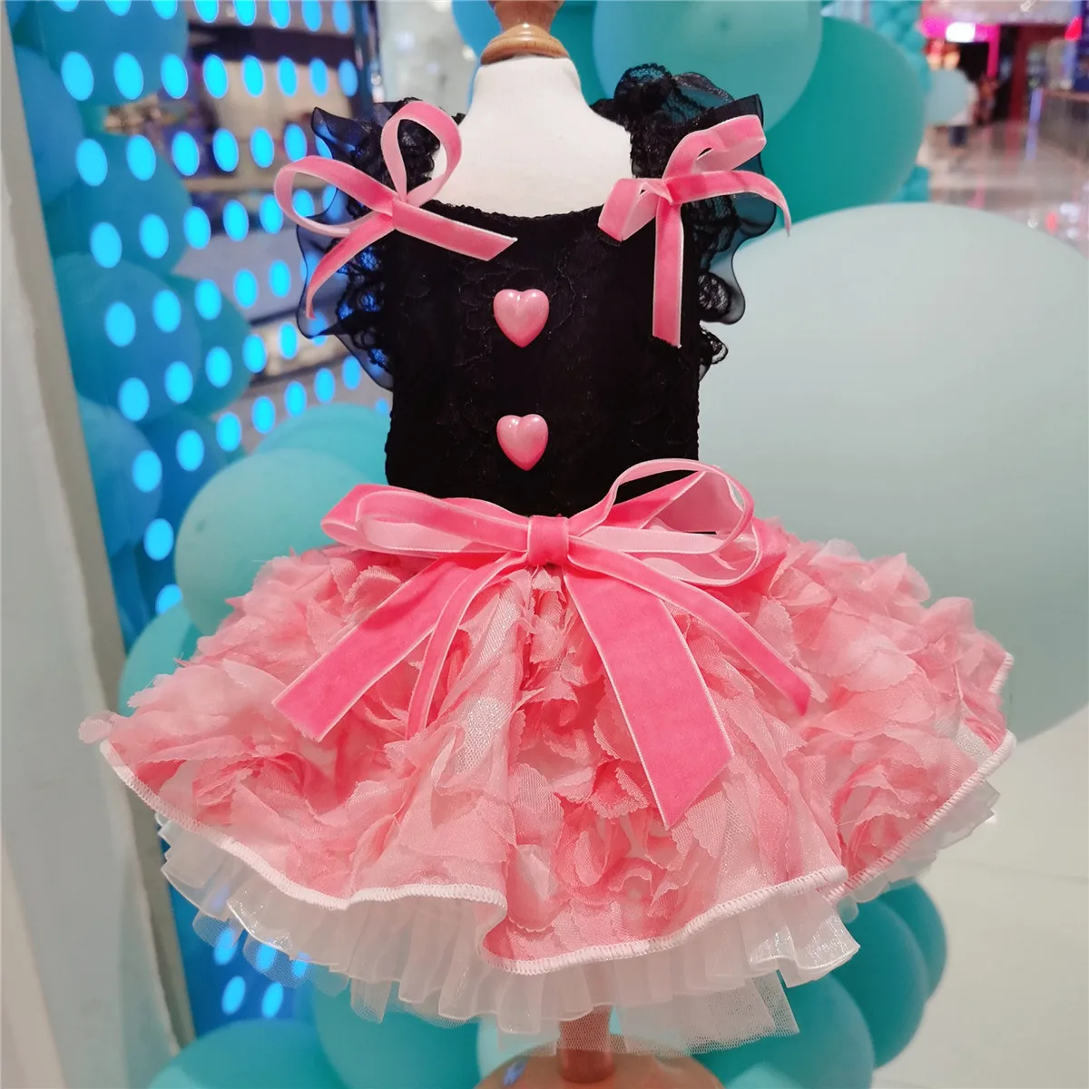 小型犬用レースドレス 黒 ブラックレースパーティドレス / パープル オレンジ 犬服 ドッグ