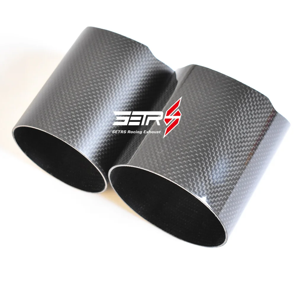 1PC Car Universal Straight Flange Carbon Fiber Exhaust Tip Cover Exhaust Muffler Pipe Tip case carbon fiber housing