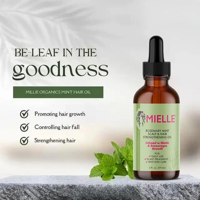 Aceite Fortalecedor De Menta Para El Cabello Mielle Y Romero