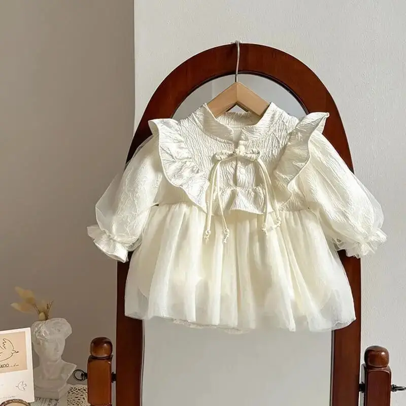 Infant Baby Dress Spring and Autumn Fashion Little Girl Princess Dress Children's Bag Fart