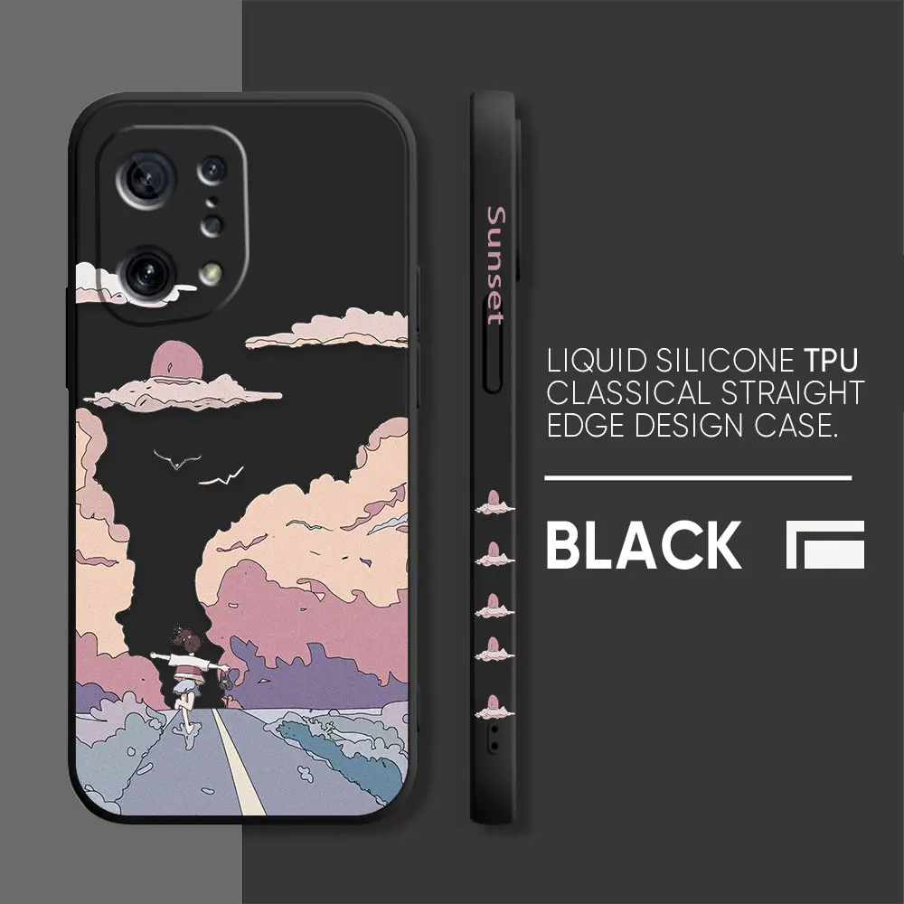 Case For OPPO FIND X6 X3 REALME X7 X50 RENO 2 4Z 4 6 Lite 5Z 5F 4G 5G PRO Liquid Silicone Case Sunset Maple Snow Mountains