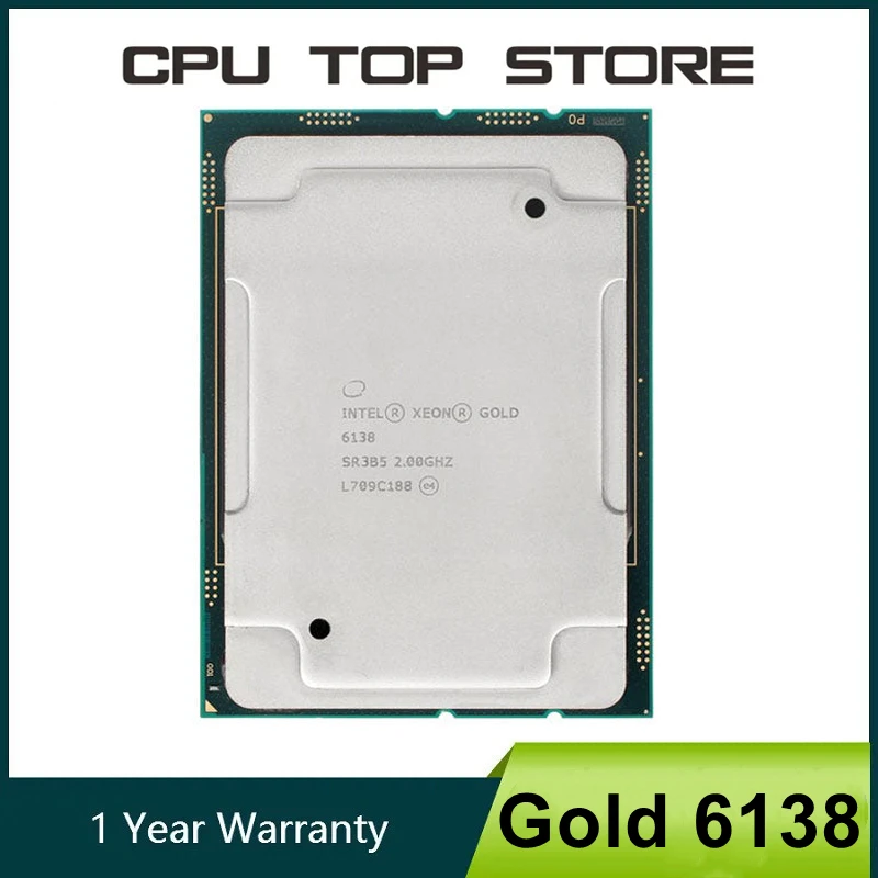 Procesador Intel Xeon Gold 6138 2,0 GHz 27,5 MB de caché inteligente 20 núcleos 40 hilos 125 W LGA3647 CPU