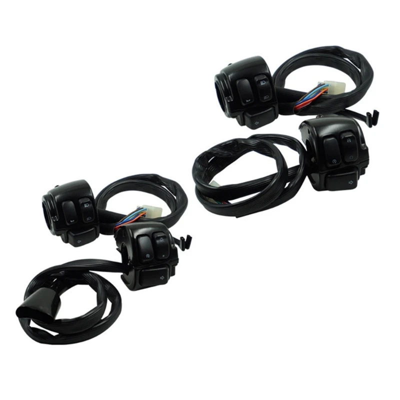 

090E 1 Pair Motorcycle 1" Handlebar Control Switches + Wiring Harness Universal