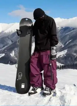 Men and Women's Oversized Ski Pants Waterproof Breathable Thermal Fleece Lining Snowboard Winter Overalls Pants