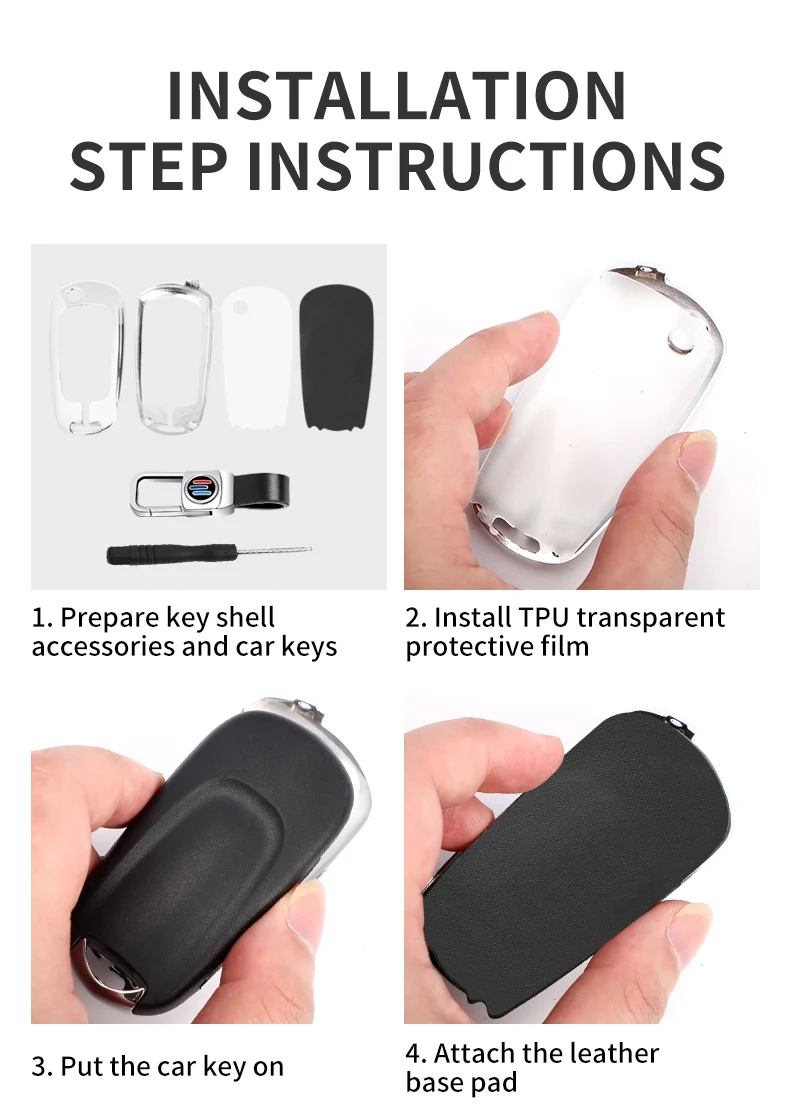 Custodia per chiave a scatto per auto in pelle metallica per Buick VERANO ENCORE GX GL6 2018 - 2020 per Opel Vauxhall Astra K Corsa Protector - S121b8f6396b94dd683154f5e47061662V