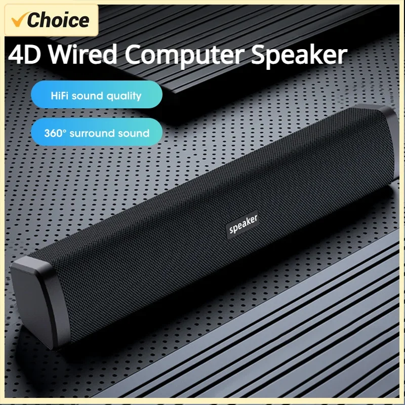 4D Wired Computer Speaker Bar Stereo Sound Subwoofer Macbook Laptop Notebook PC Music Player PC Soundbar Loudspeaker computer speaker