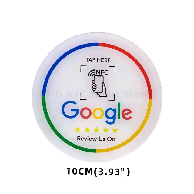 NFC Table Sticker Diameter 10CM Google Reviews NFC Sticker NFC 213 13.56MHz Programmable Acrylicl with Self-adhesive Backing 2