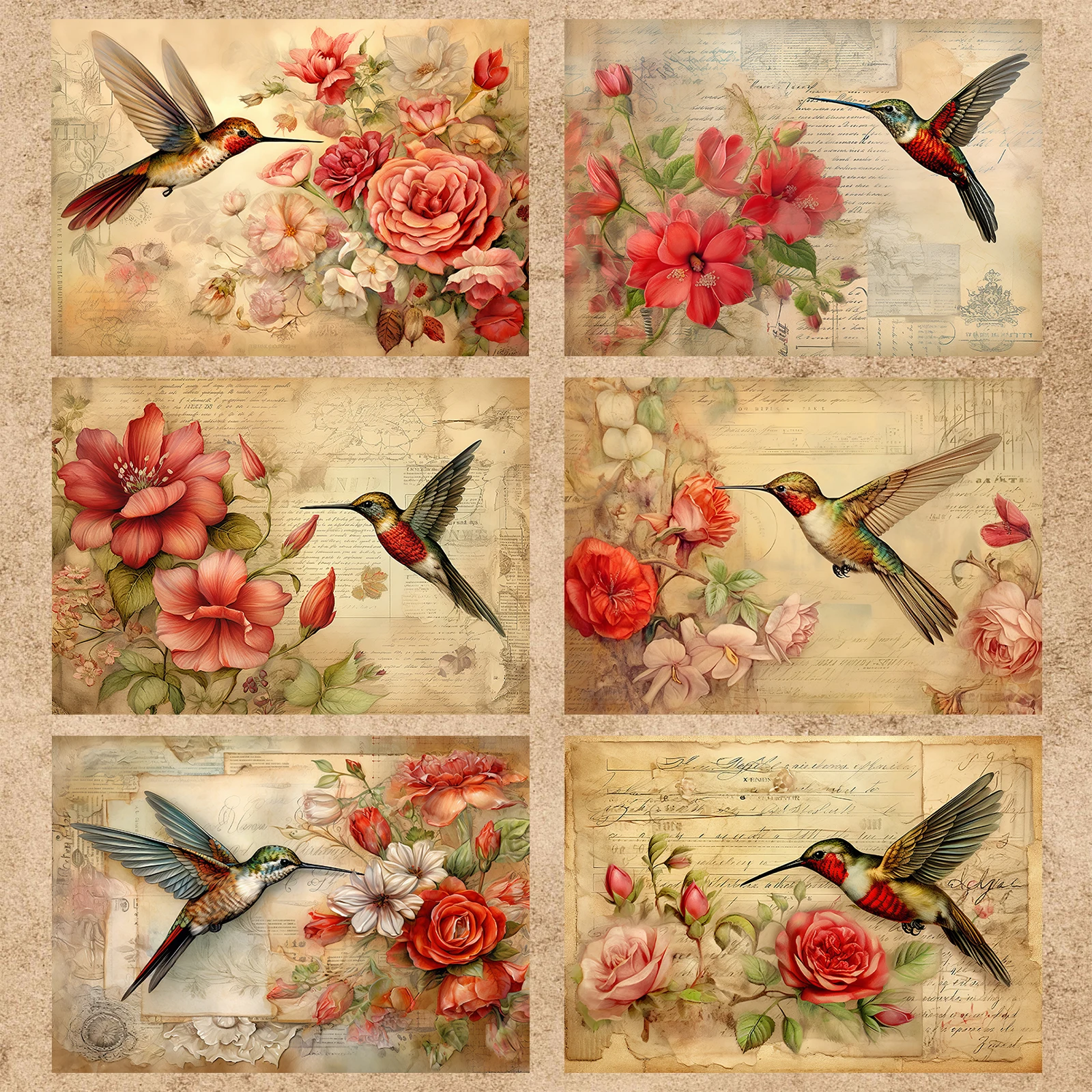 16 Sheets A5 Size Plants Flowers Animals Birds Sparrows Background Vintage Grunge Journal Planning Scrapbooking scrapbook paper craft paper scrapbooking material scrapbook materials diy craft materials scrapbooking paper