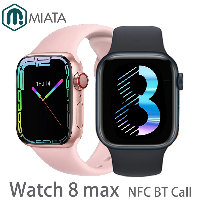 MIATA-reloj inteligente 8 Max para hombre y pulsera con NFC, llamadas BT, para ios y Android, PK iwo Series - AliExpress