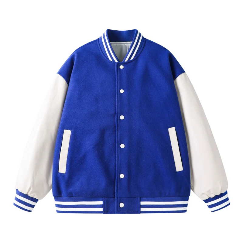 Varsity Jackets New Fashion Patchwork Button Leather Sleeve