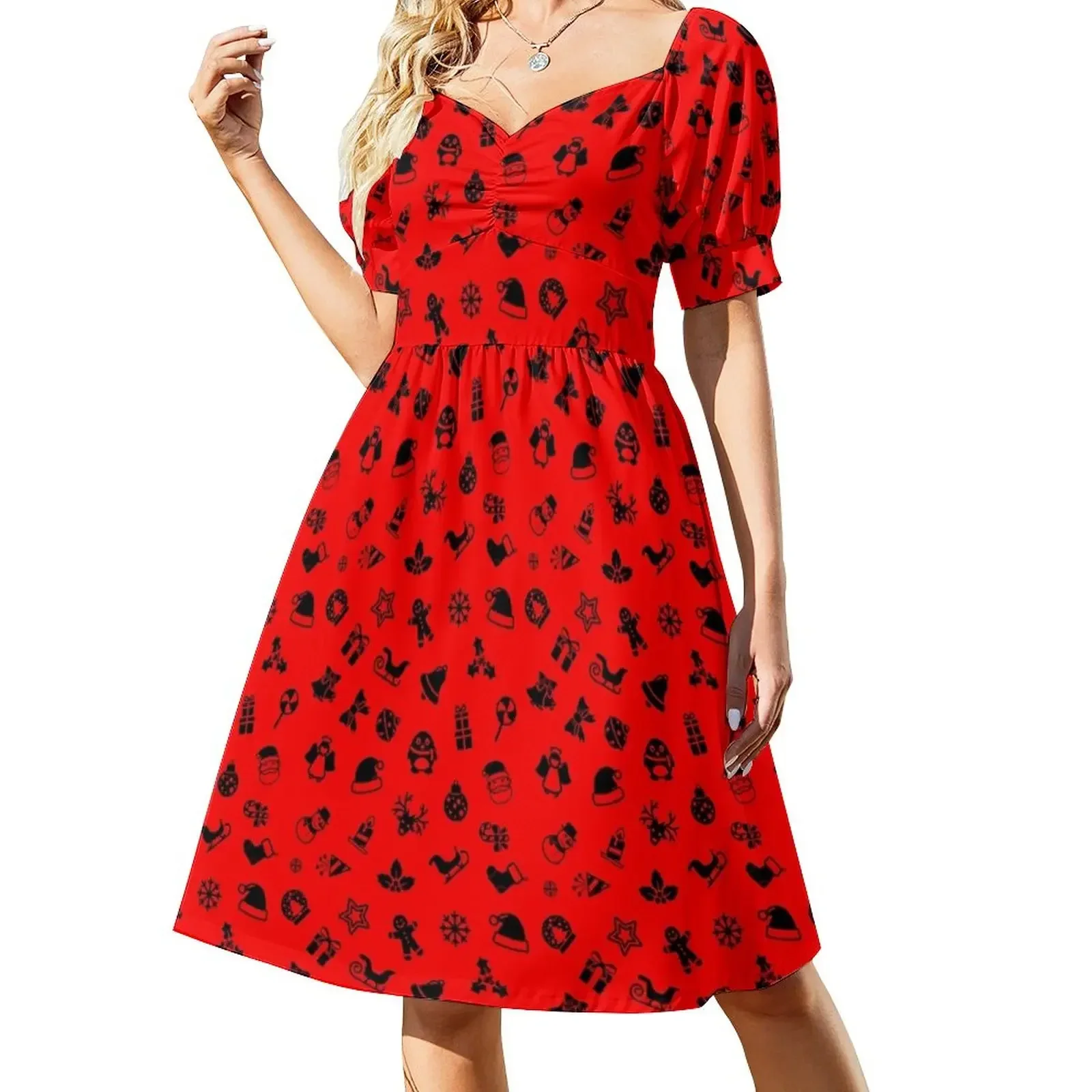 thumbnail image 1 of Vestido de manga corta, ropa de mujer, vestido para mujer, vestidos de mujer, 1 of 7