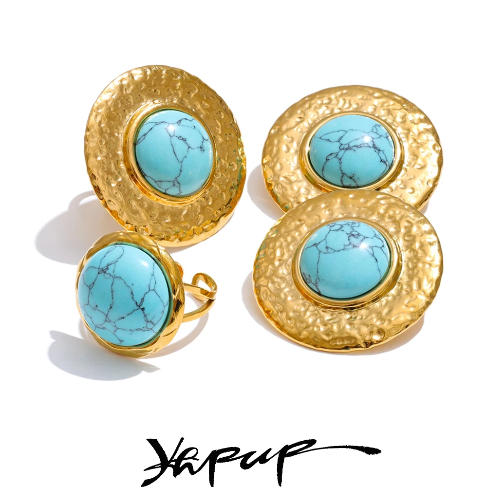 Yhpup Round Stud Earrings Ring for Women
