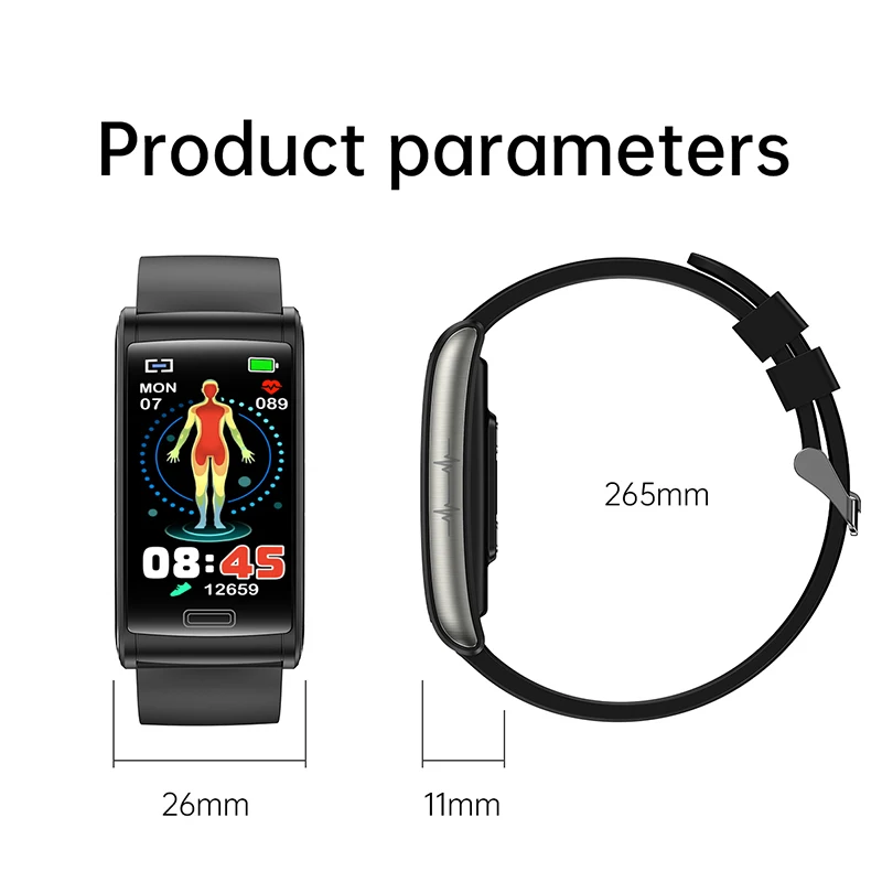 최신 의료 ECG PPG 혈압 모니터링 스마트 시계 Ip68 방수 24시간 온도 혈당 Smartwatch