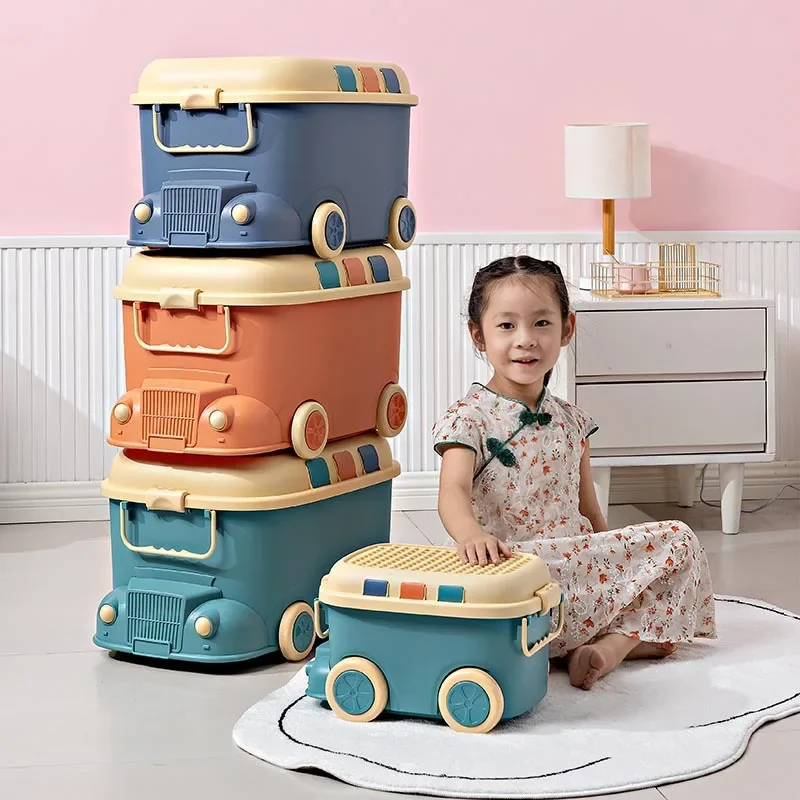 Children's Toys Storage Box, Home Thickening Organizer, Cute Funny Little Train Storage Box, Baby Clothes Snacks Box