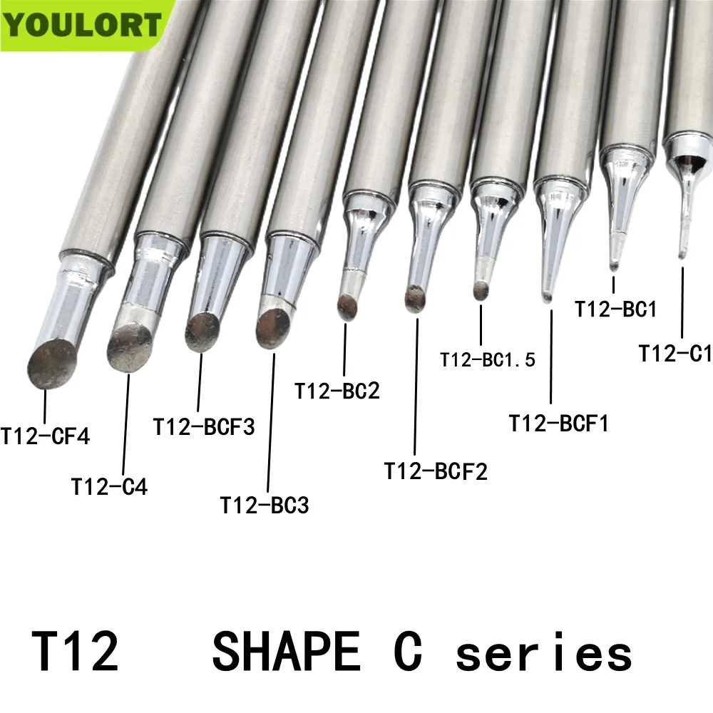 

SHAPE C series T12 Series Soldering Iron Tips T12-CF4 T12-C4 BCF3 BC3 T12-BCF2 BC2 T12-BC1.5 C1 BCF1 BC1 Solder Iron Tips