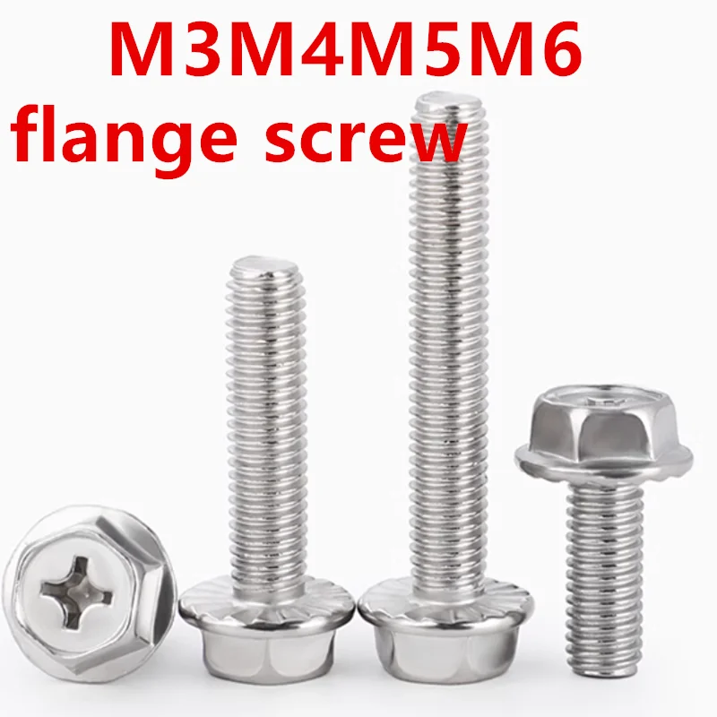 

stainless steel 304 M4*8M5M6M8 phillips external hexagon skidproof washer screws flange screws hardware810