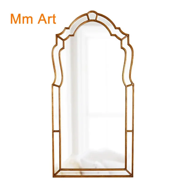 

European-Style Retro Full-Length Mirror Clothing Store Cloakroom Dressing Mirror French Entry Lux Floor