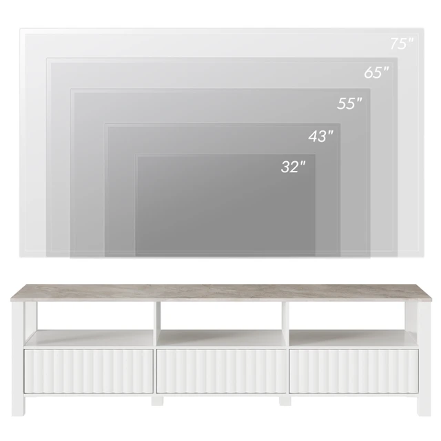  Tagonn- Soporte para TV de 75 pulgadas, centro de  entretenimiento de 75 pulgadas, color blanco con estantería LED de 16  colores, soporte de gabinete de TV de 81 pulgadas, moderno, su